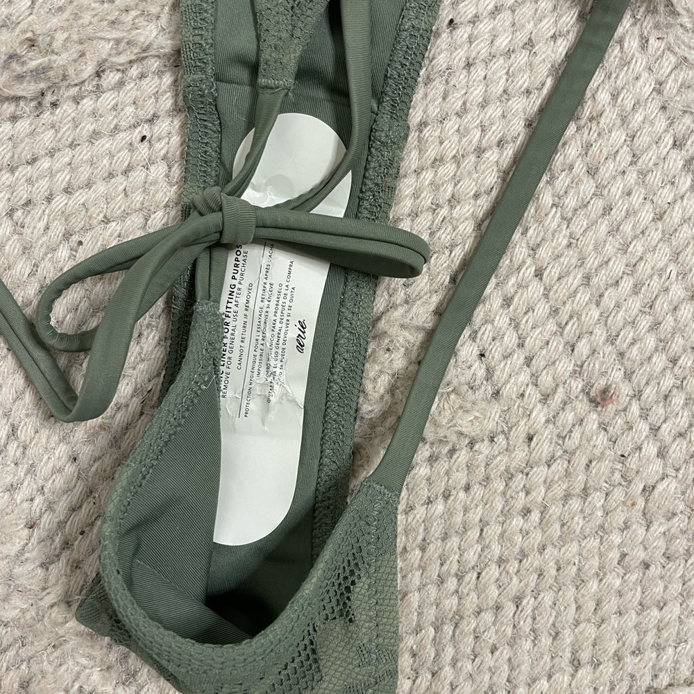 Aerie Olive Lace String Bikini Bottom xs New With Tag - Picture 3 of 5
